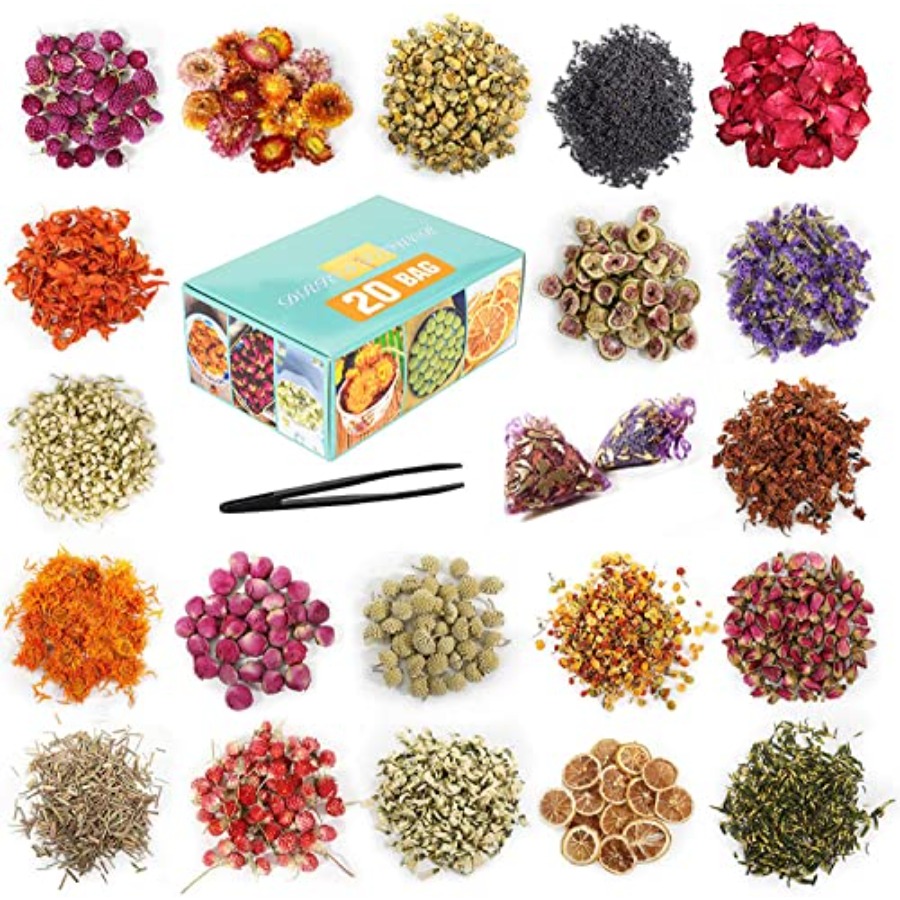 Candle Making Kits - 20 Bags Dried Flowers, 100% Natural