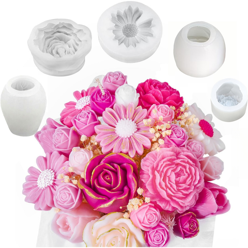 5Flower Candle Mold Set，3D Flo - Candle Making Kits recensie en prijs